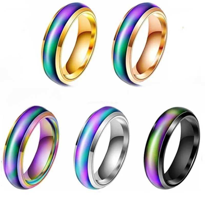 1 piece of stainless steel emotional ring color changing ring emotional feeling ring temperature ring female couple ring fashionable jewelry Y241019
