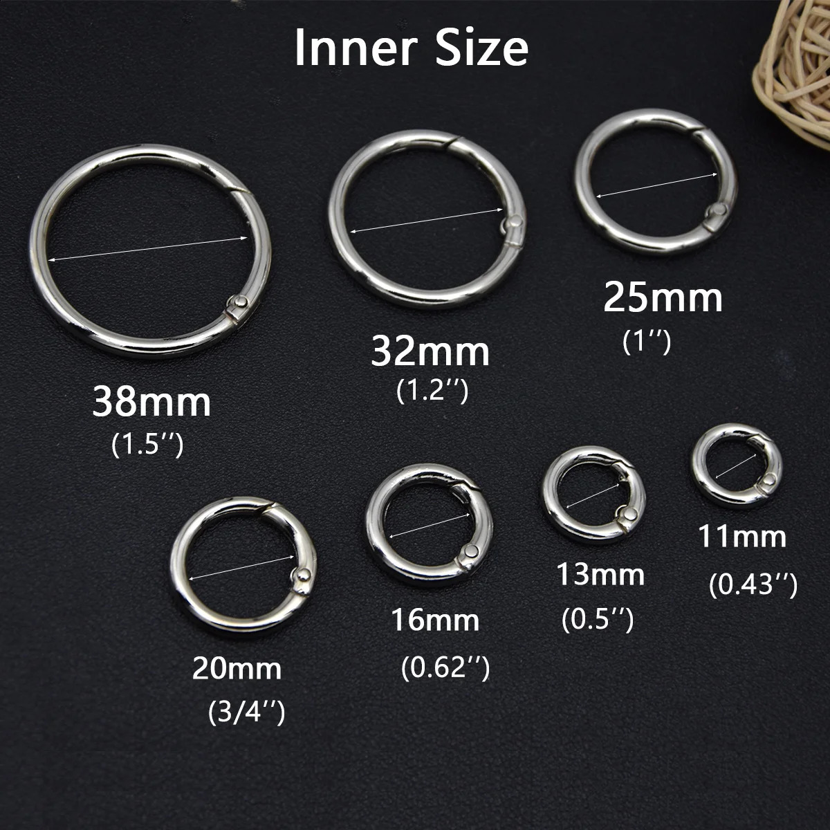 5pcs Metal O Ring Spring Clasps for DIY Jewelry Openable Round Carabiner Keychain Bag Clips 241017