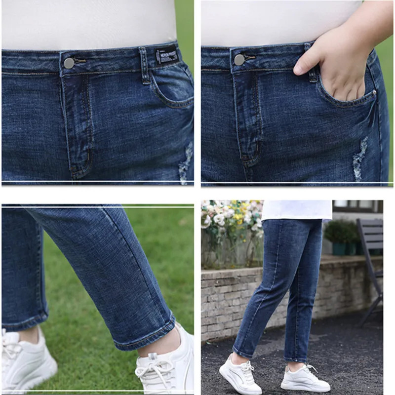 Plus Size Women Jeans 6XL 110KG Stretched Classic Denim Trousers 5XL 4XL Loose Big Female Retro Girl High Waist Pencil Pants 241007