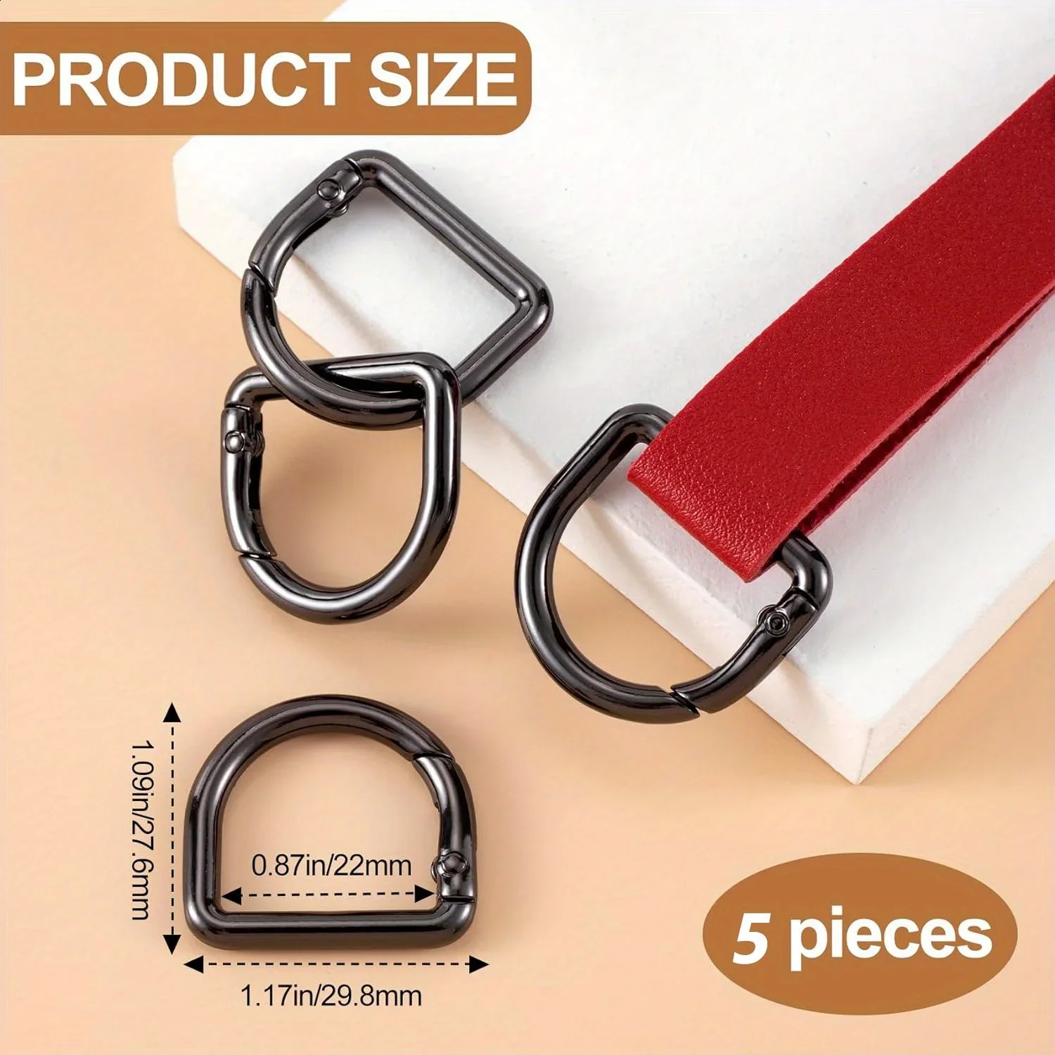 5pcs D Ring Openable Metal Buckles Bag Luggage Strap Connecting Clasp Spring Keyring Hardware Accessories 241017