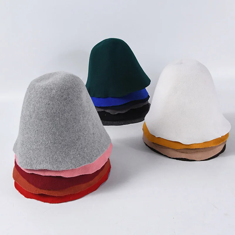 Classic womens wardrobe bucket felt hat autumn wool felt conical wardrobe hat Millinery craft hat Fasciator Block Base Body 241019