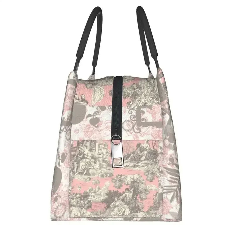 Toile De Jouy vintage French insulated lunch bag suitable for camping trips adjustable cooler lunch box womens lunch bag 241021