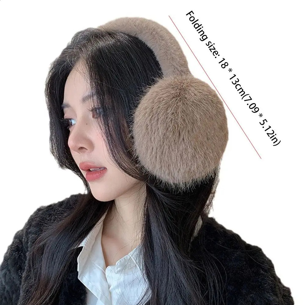 Fashion Ear Cap faux Fur Plush Earmuffs Folding Thicken Winter Earmuffs Windproof Solid Color Foldable Ear Cover Girl 241024
