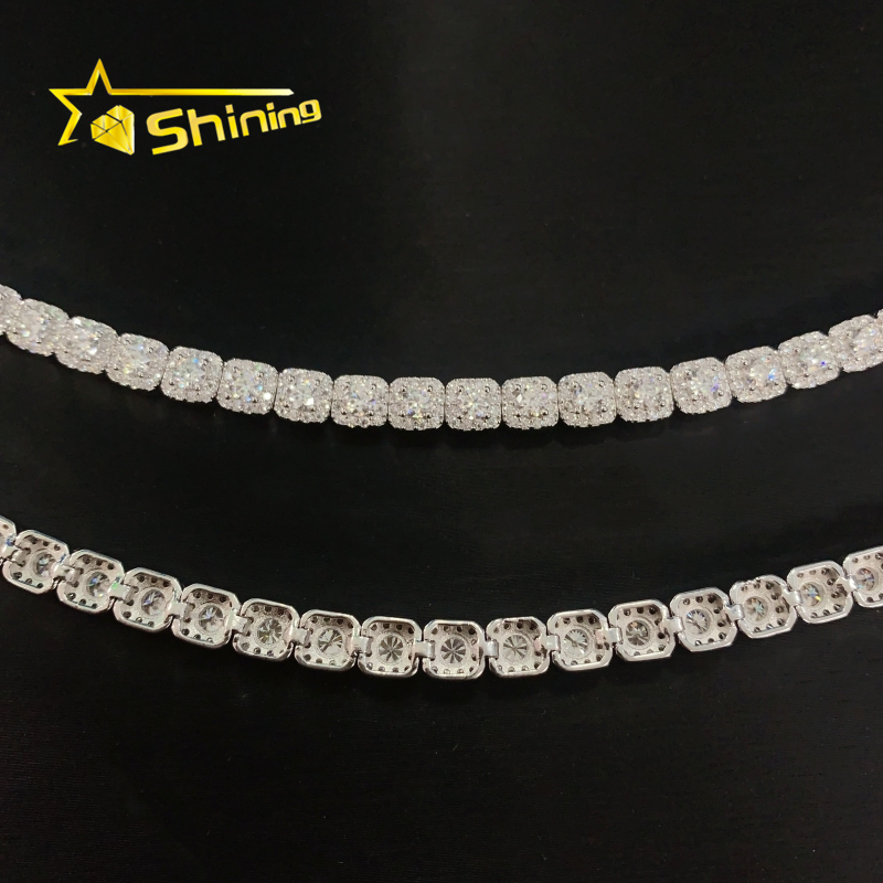 New Trendy Hip Hop Tennis Bracelet 6mm 925 Silver Vvs Moissanite Cluster Tennis Bracelet Women Men Fine Jewelry
