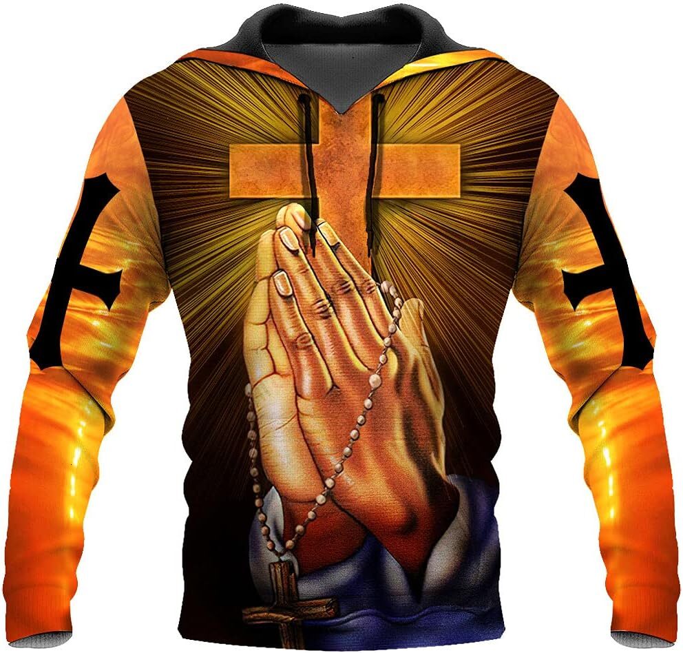Hoodie for Mens Womens 3D God Hoodies for Men Women Unisex Praying Hands Sweatshirt Pullover king Printed sweater Graphic