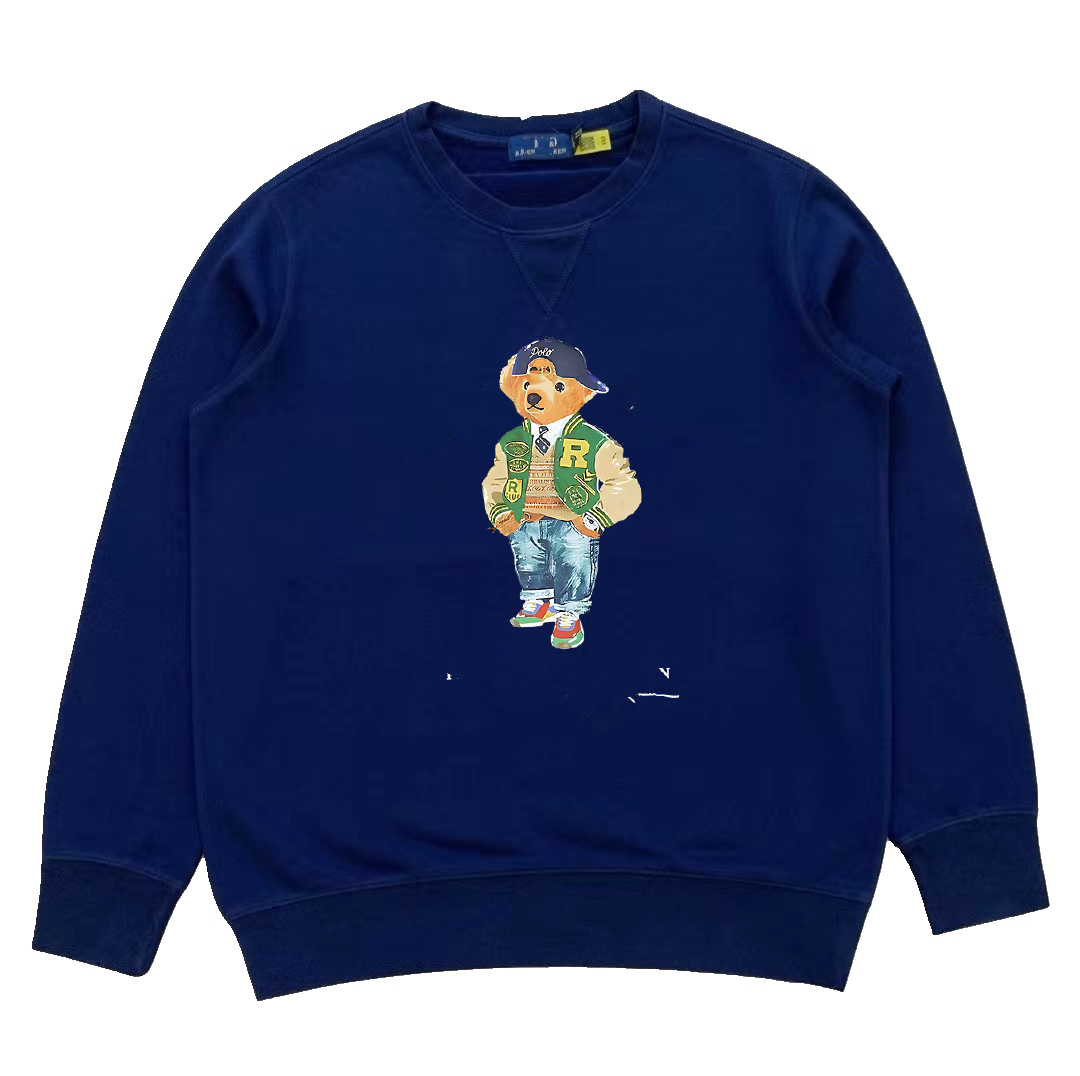 designer polos Men's Blue Teddy Bear Print Sweatshirt - Winter Pullover with Long Sleeves for Casual Wear (Sizes S-2XL)