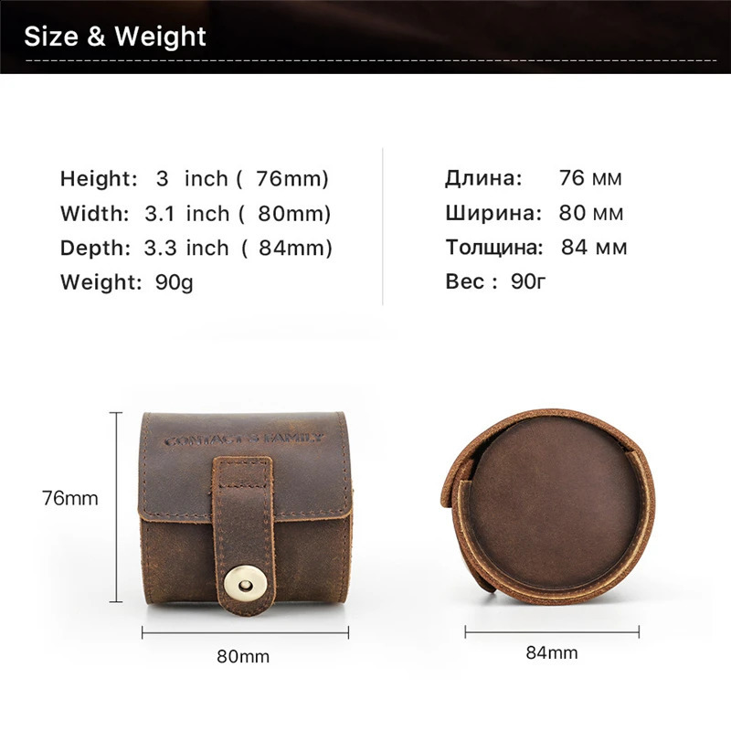 Cow Leather Single Slot Watch Roll Case Portable Vintage Watch Case Watch Holder Travel Wrist Jewelry Storage Pouch Organizer 241024