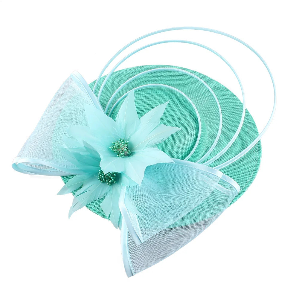 Wedding Bridal Headwear Elegant Womens Royal Blue Female Millionaire Fedora Hat Headwear Fashion Classic Cocktail Hat 241009