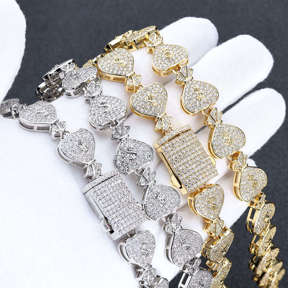 hip hop 15mm usd money bag cuban jewelry high grade men's necklace