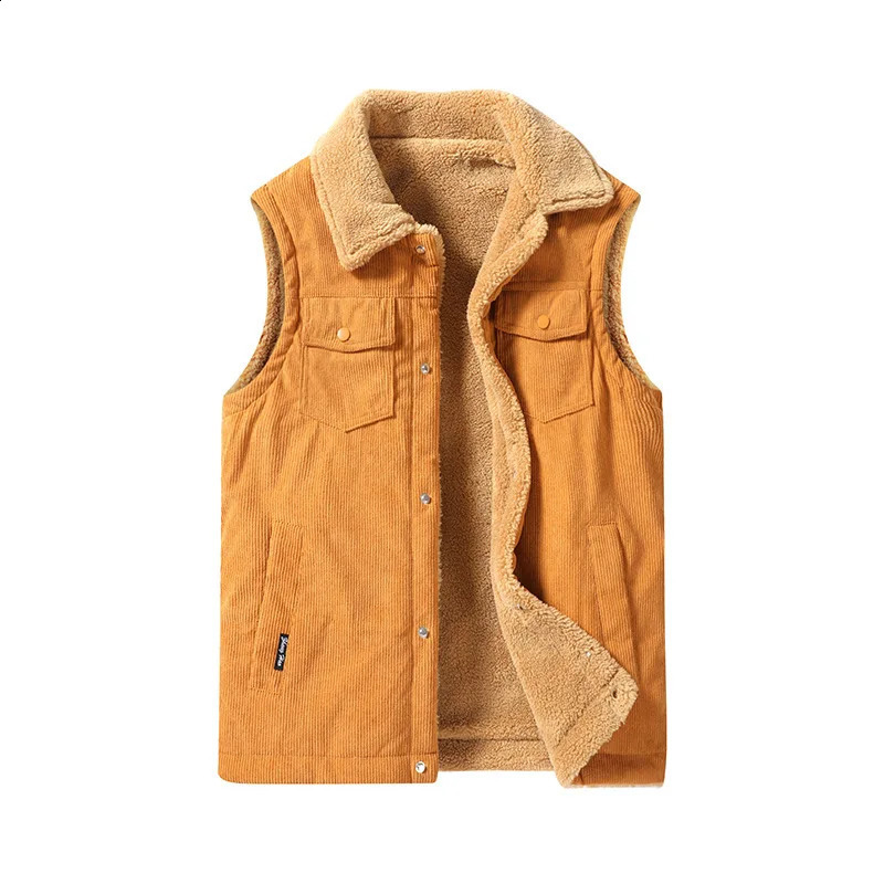 Vintage Tooling Corduroy Vest Thickened Lamb Fleece Large Size Casual Mens Versatile Jacket leather vest 241021