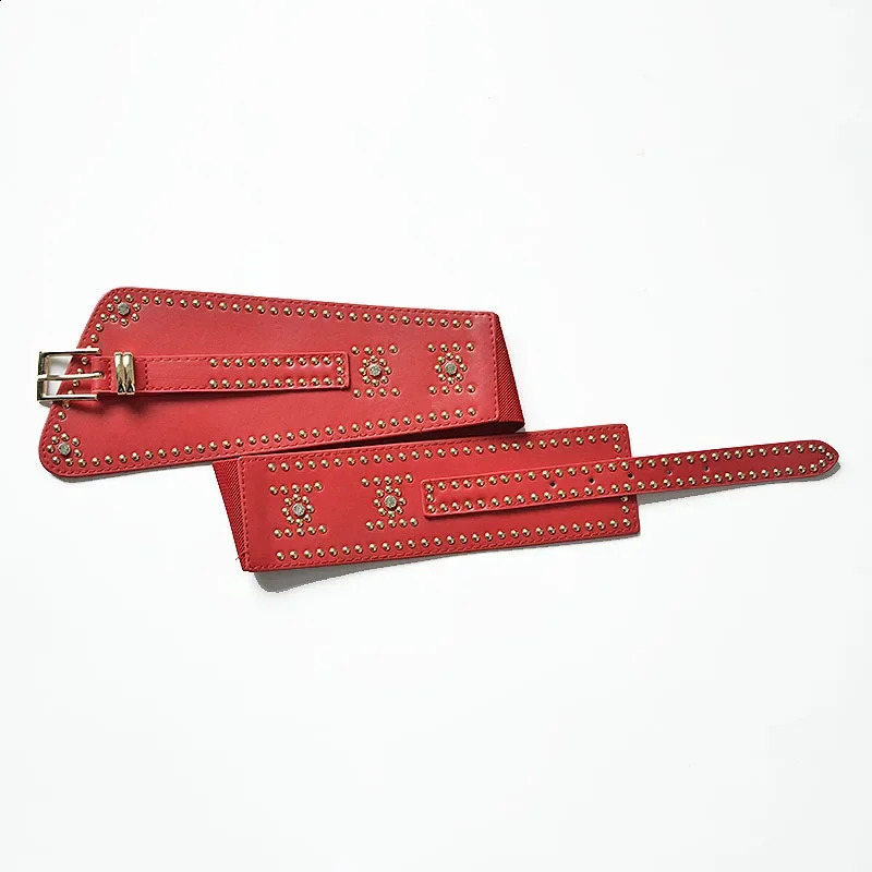 Rivet Girdle Womens Fashion Trend All-match Dress Coat Thin Waist Accessories Gothic Retro Punk y2k Girl Wide Belt 241024