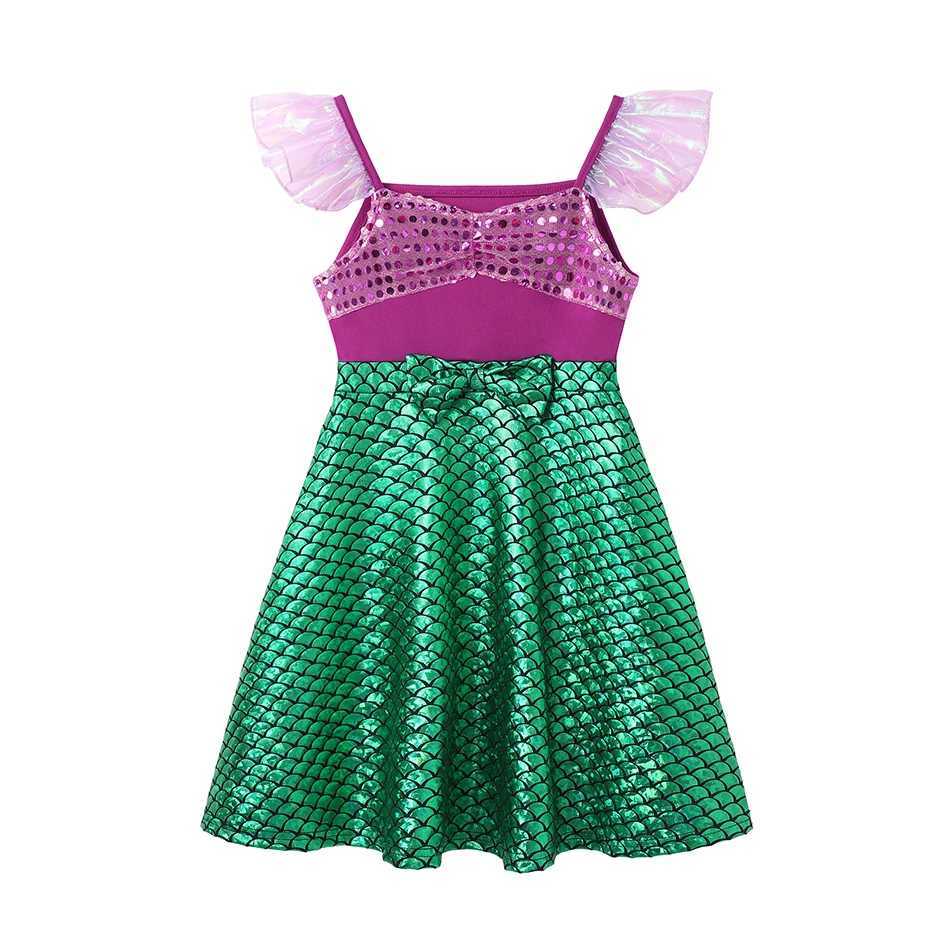 Summer Casual Dress for Girls Mermaid Dress One-Shoulder Sling Short Sleeve Cosplay Princess Costume Casual Vest 2-10 Years X250528