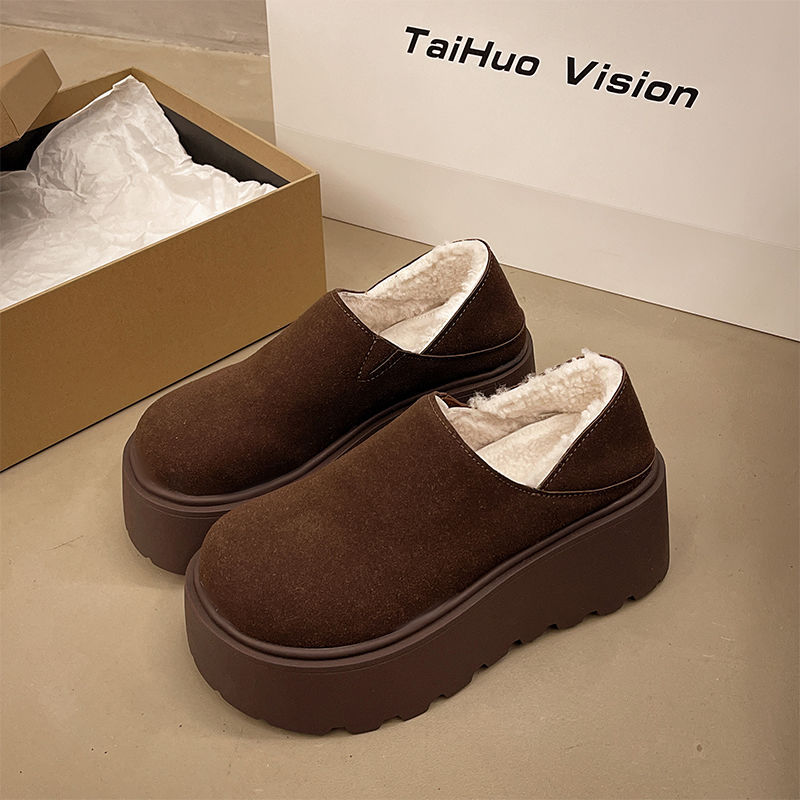 New Thick Soled Height Increasing Autumn Winter Velvet Cotton Shoes