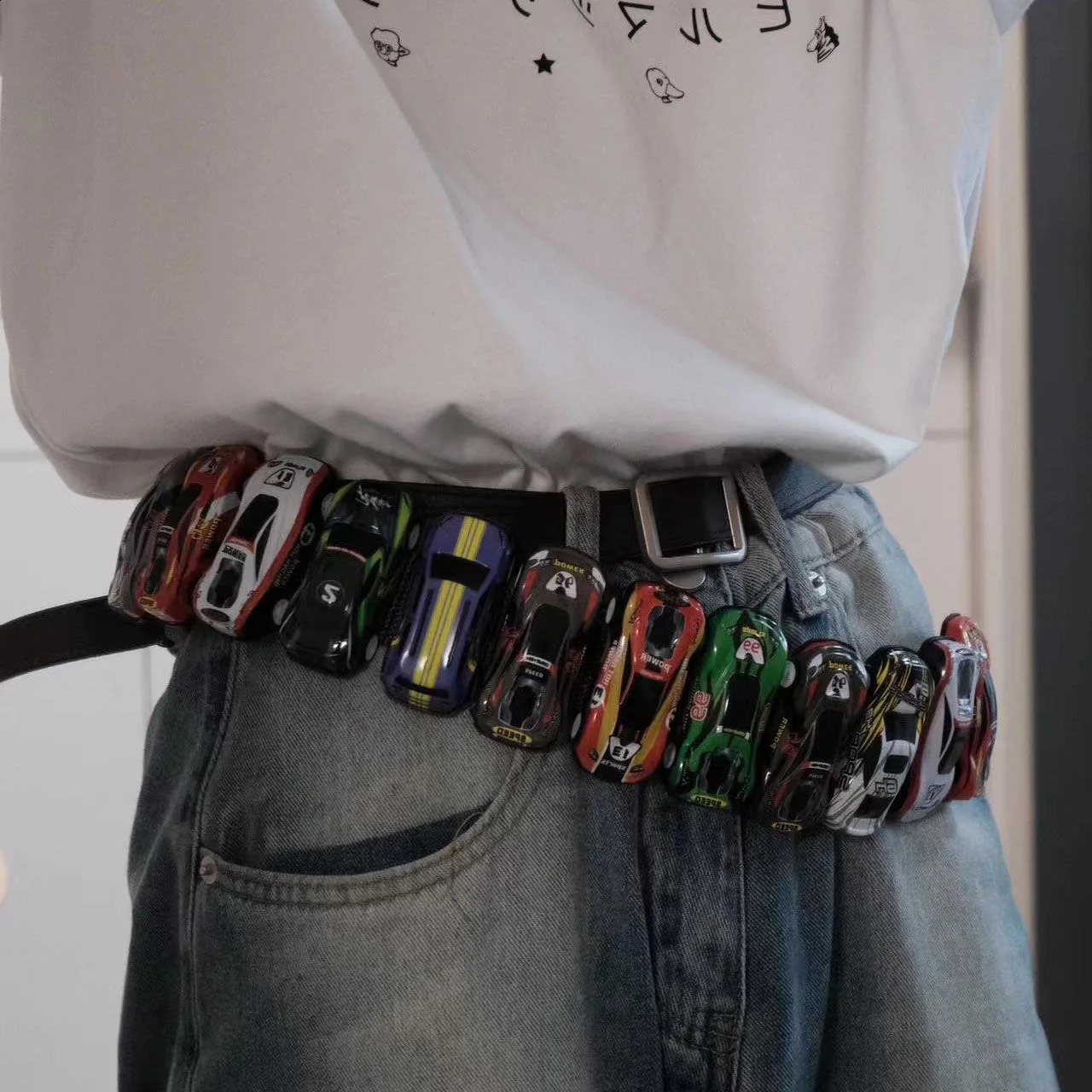 Creative Racing Model Belt Y2k Streetwear 18pcs Model Decorative Belt For Men Women Clothes Accessories 241024