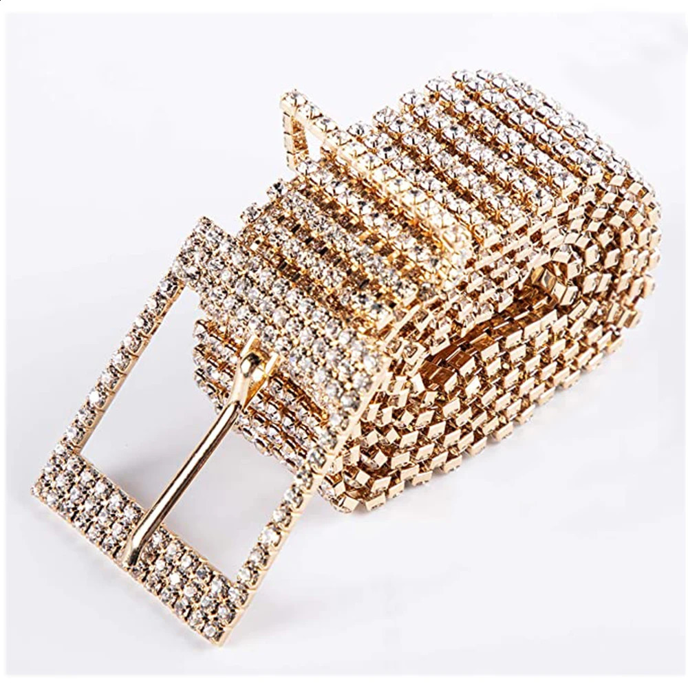 Handmade Fashion Women Belt Sequins Corset Belt Ladies Waist Charm Accessory Size Gold Full Rhinestone Diamante 241024