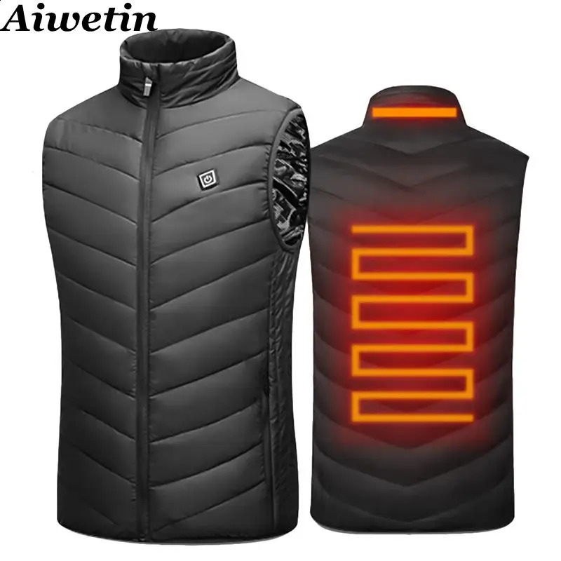 Men USB Infrared 17 Heating Areas Vest Jacket Winter Electric Heated Waistcoat For Sports Hiking Oversized 5XL 241021