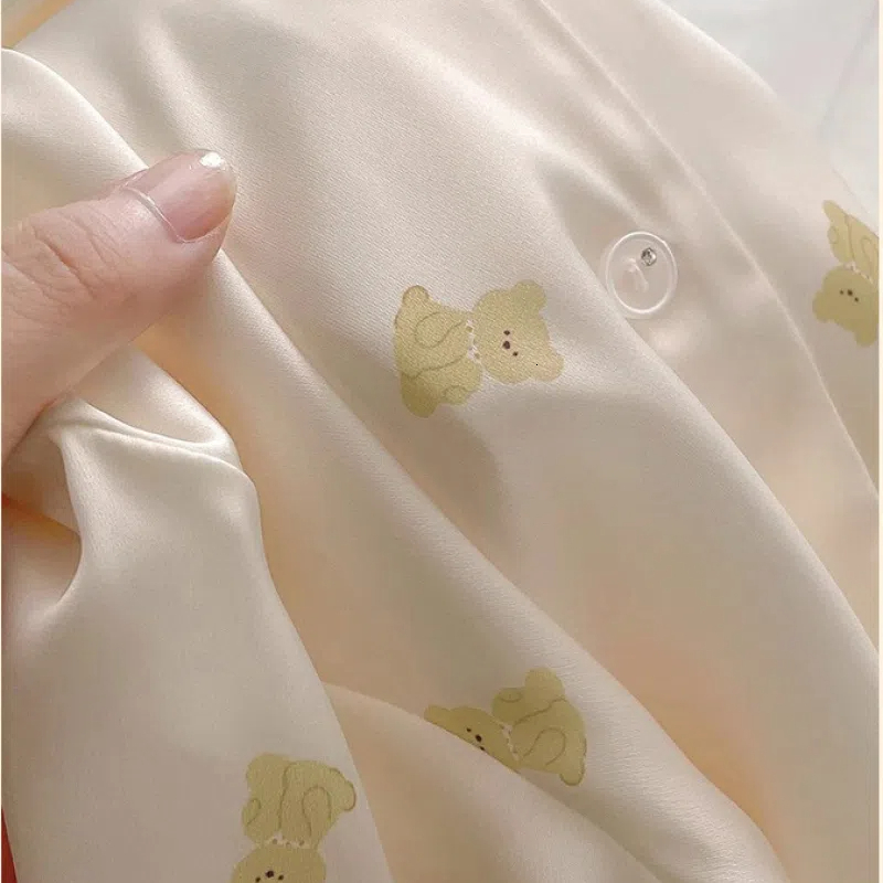 2025 New Designer Cute Cartoon Bear Women s Pamas Kawaii Lace Elegant Casual fashion Pajamas Autumn Winter Cute Fashion Home Pajamas