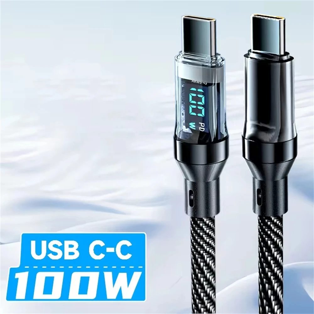120W LED Digital Display Screen Fast Charging USB C-cable Suitable for All High-end Smartphones Fast Charging Data Cable