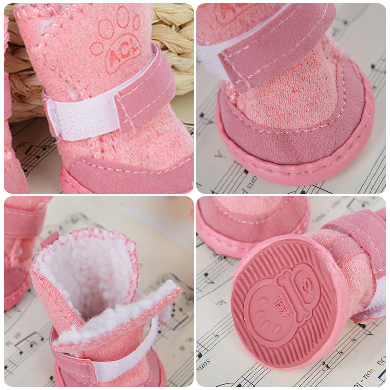 Winter Warm Suede Lamb Velvet Antiskid Dog Winter Boots Shoes Small Dog Pet Shoes