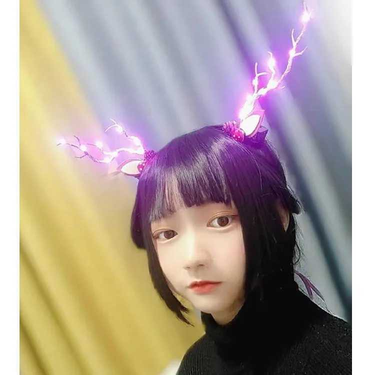 Colorful light Antler hair clip fashion earrings Christmas hair clip accessories Antler headband new headband with light W241021