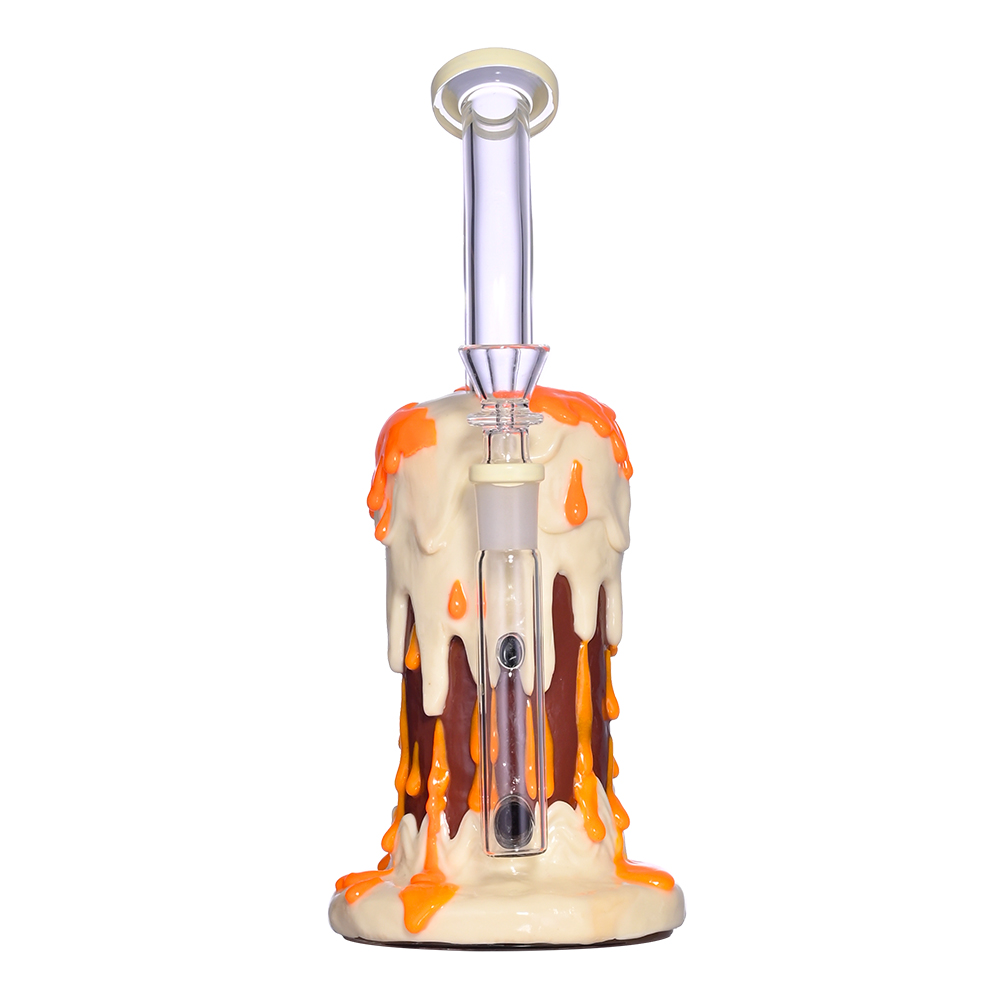 HippiesGlass,Glass Bubbler With Fixed Diffuser Downstem Water Pipe Bong,Colored Polymer Clay Glass Water Pipe,3D Cute Glass Bong,Glass Hookah,Glow In 