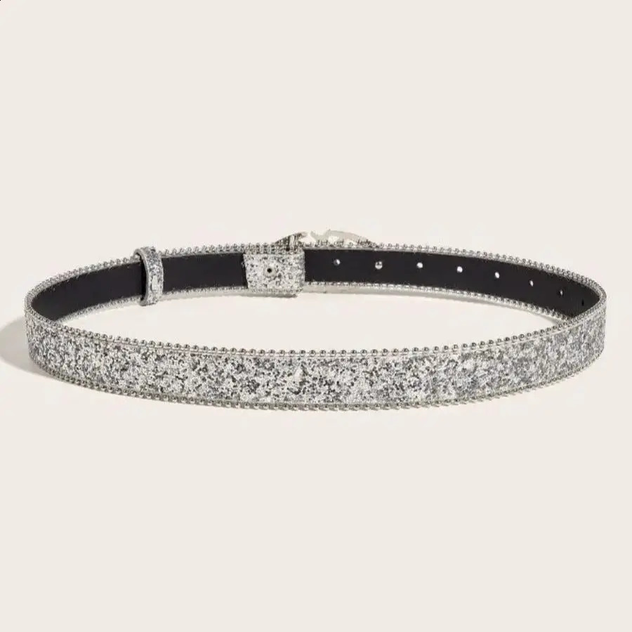 Y2K Girls Cross Star Silver buckle girl cowboy belt suitable for womens daily use of hip hop party belt fashion everything 241024