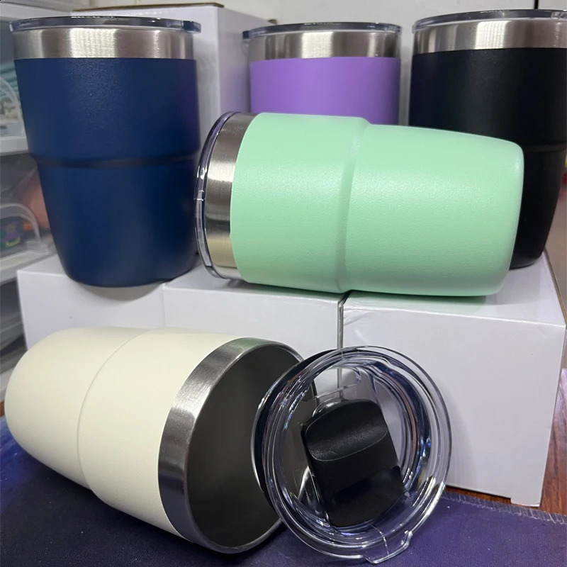 8-ounce stainless steel cup multi-color portable ice cup mini double-layer insulated coffee cup portable cup with lid 241021