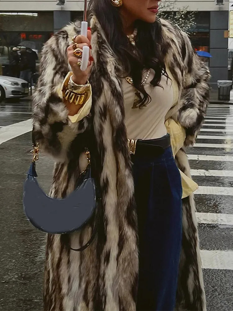 Elegant round neck full sleeve warm womens jacket compared to fluffy faux fur long jacket autumn and winter womens jacket 241021