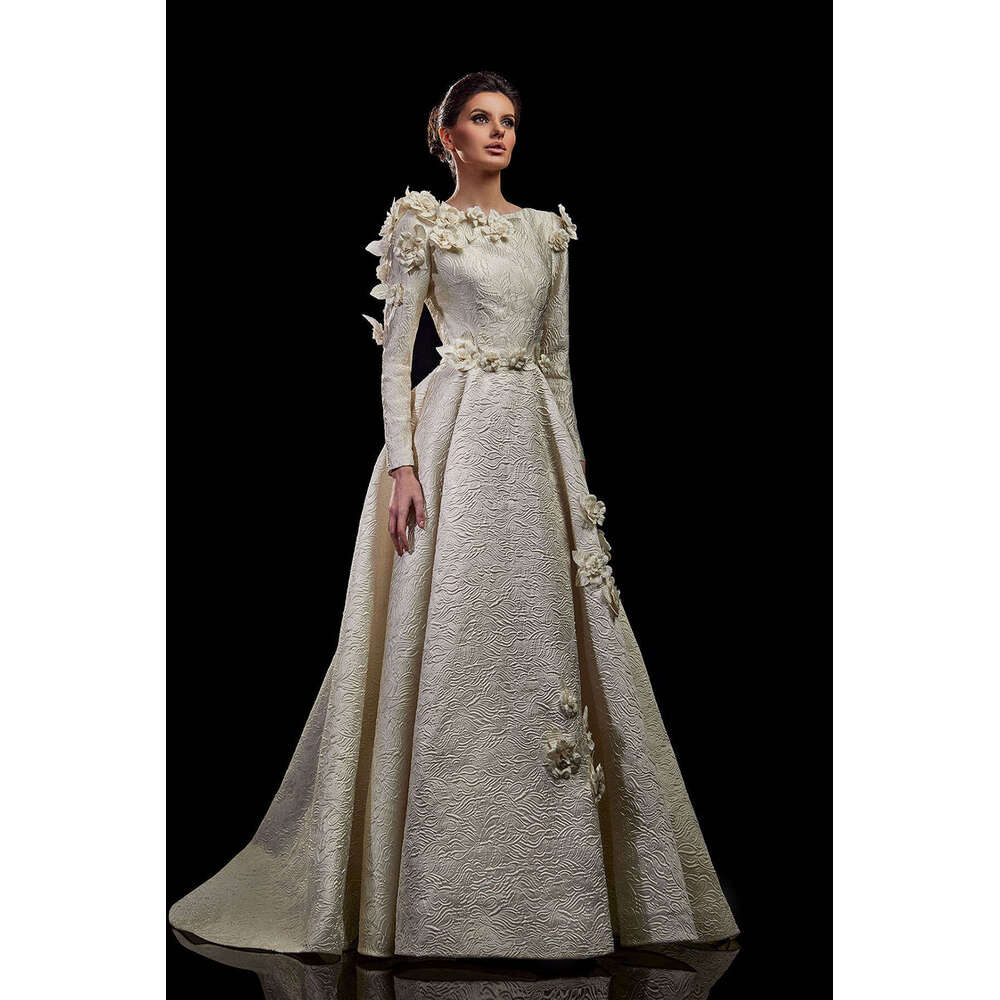 Gorgeous Wedding Dresses A-E O-Neck Appliques Wers Sleeve Or-Length Long Bridal Gown Vestido De Novia Custom Made 0228Lz