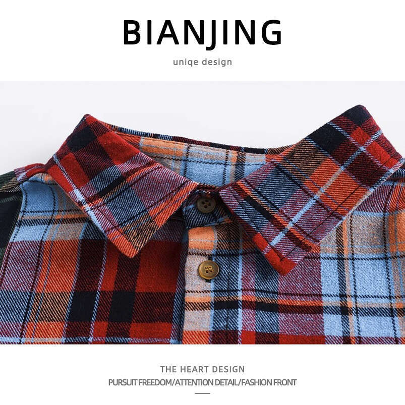shanshi Men's shirts christmas Spring Autumn Color blocked Checkered Long sleeve for Men and Women High Street Trendy Brand Loose Casual Student 