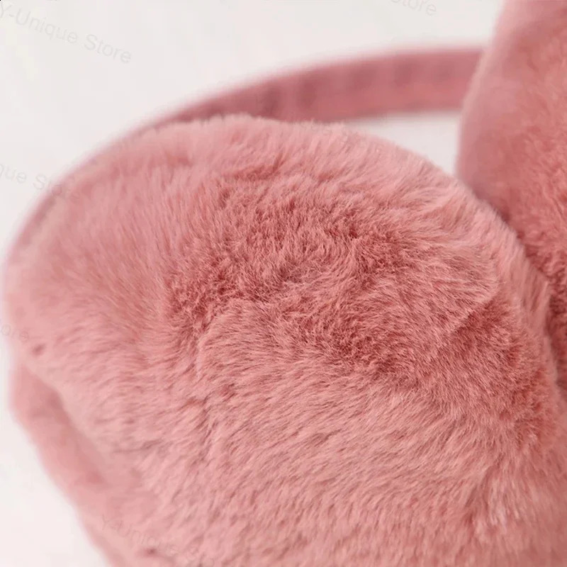 Winter Warm Solid Color Fluffy Earmuffs Women Soft Plush Ear Muffs Student Ear Protection Korean Cute Earmuff Outdoor Male 241024