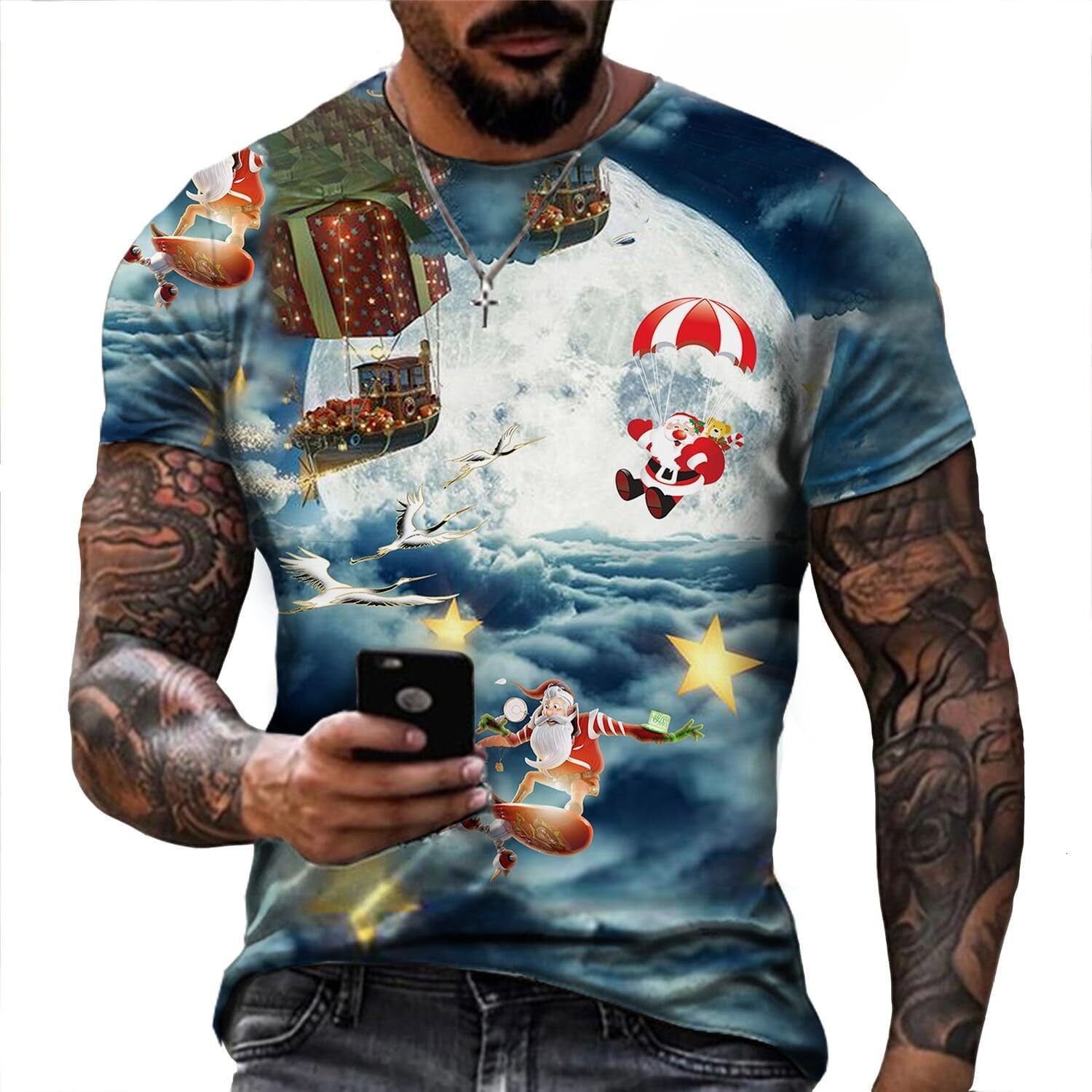 Mens T shirt Fashion 3D T Shirt Snowman Santa Claus 3D Printing Tee Shirts Christmas Short Sleeve Funny Tees tee Casual tops summer clothes nice