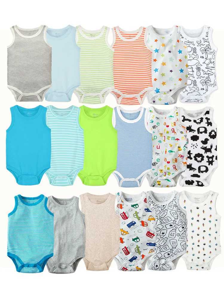 5 random newborn clothing casual cotton comfortable summer sleeveless triangular jumpsuit for boys and girls childrens accessories W241021