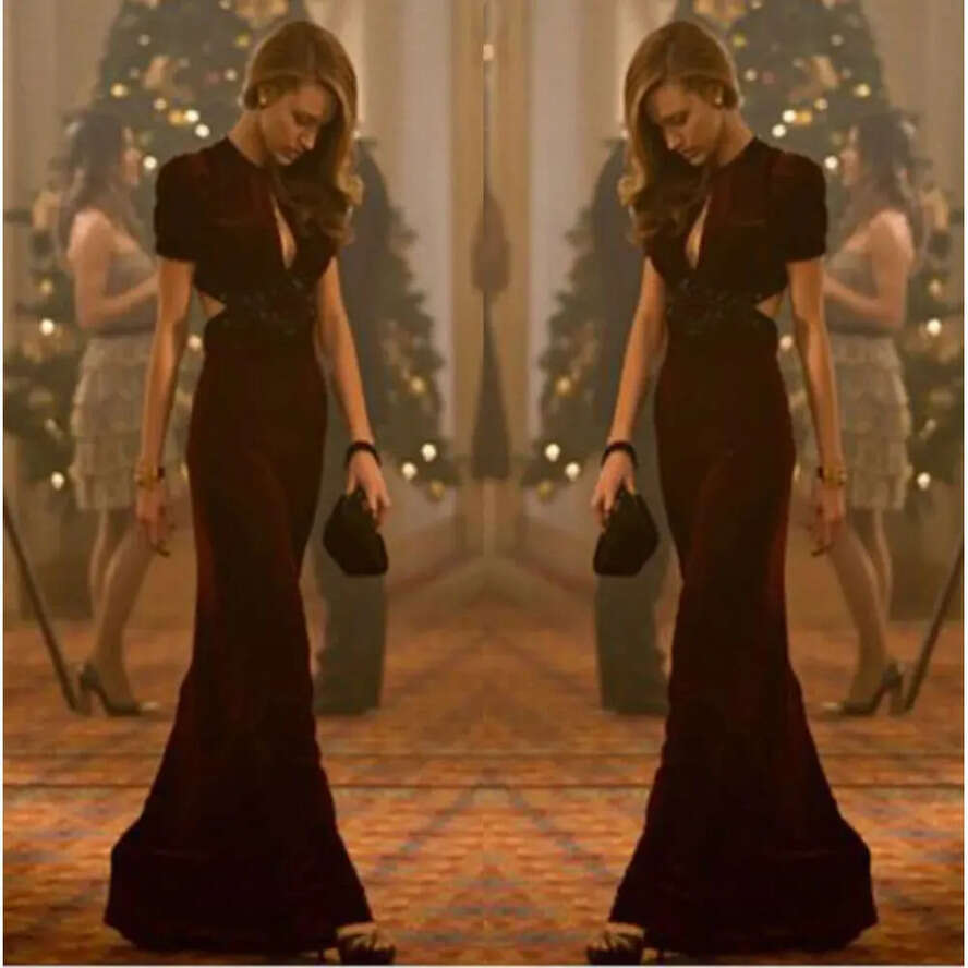 Mermaid Blake Elegant Lively Long Celebrity Dresses Short Sleeves Veet Backless Or Length Formal Party Evening Gowns