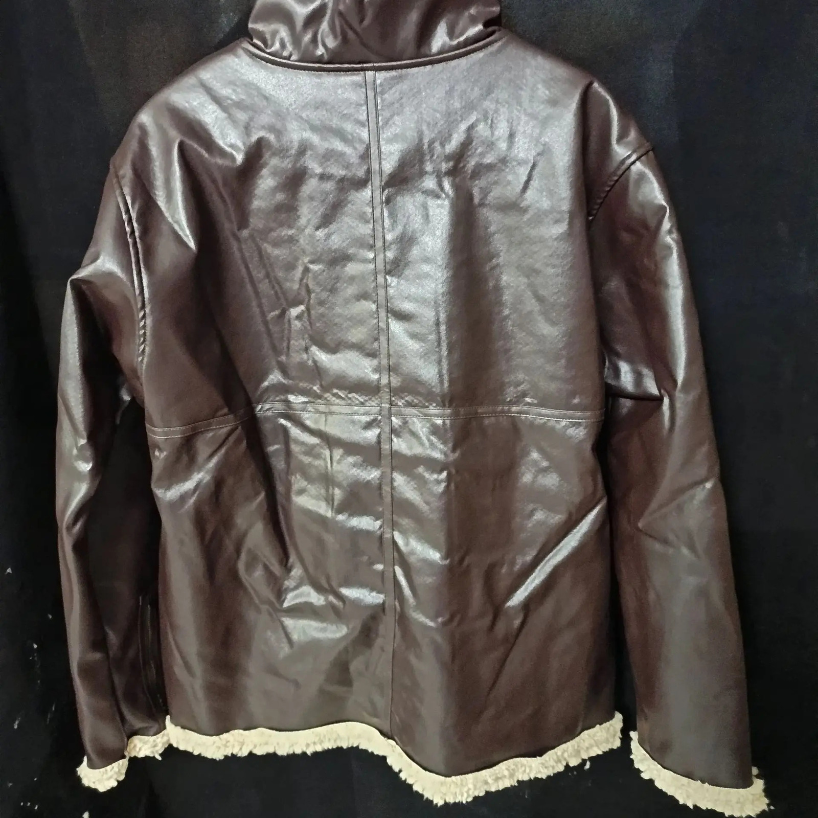 Mens leather jacket winter coat fur insulation explosive style Sherpa mens large fur motorcycle jacket fashionable fur integration 241007