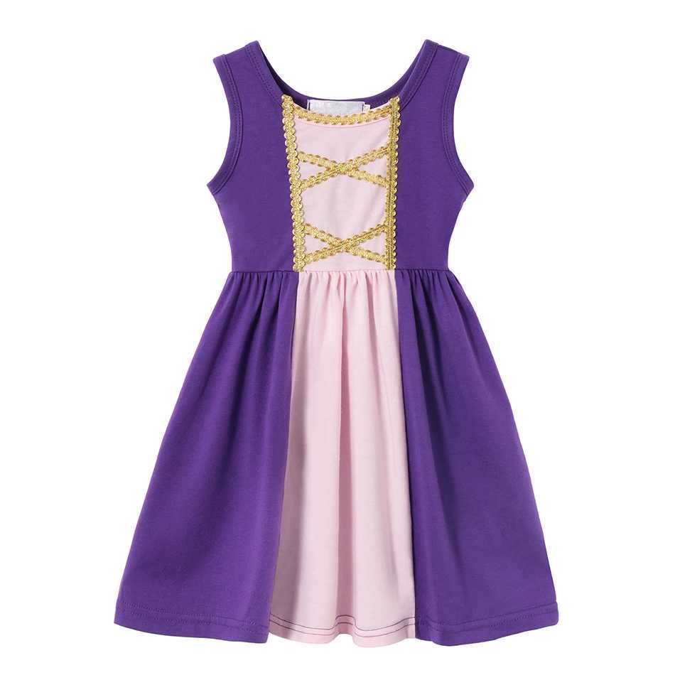 Sunmmer Girls Dress Princess Elsa Snow Queen Clothing Fashion Outfit Dress Solid Knit Vestidos Casual 2-8y Children Clothing X250528