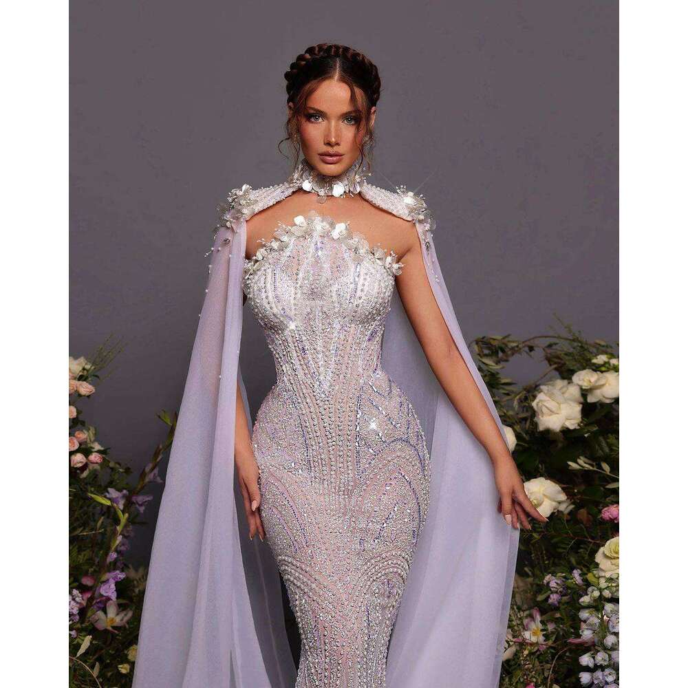 Gorgeous Wedding Dress Mermaid Strapless Appliques Sequins Pearls Sleeveless Sweep Train Bride Gown Vestido De Noiva Custom Made