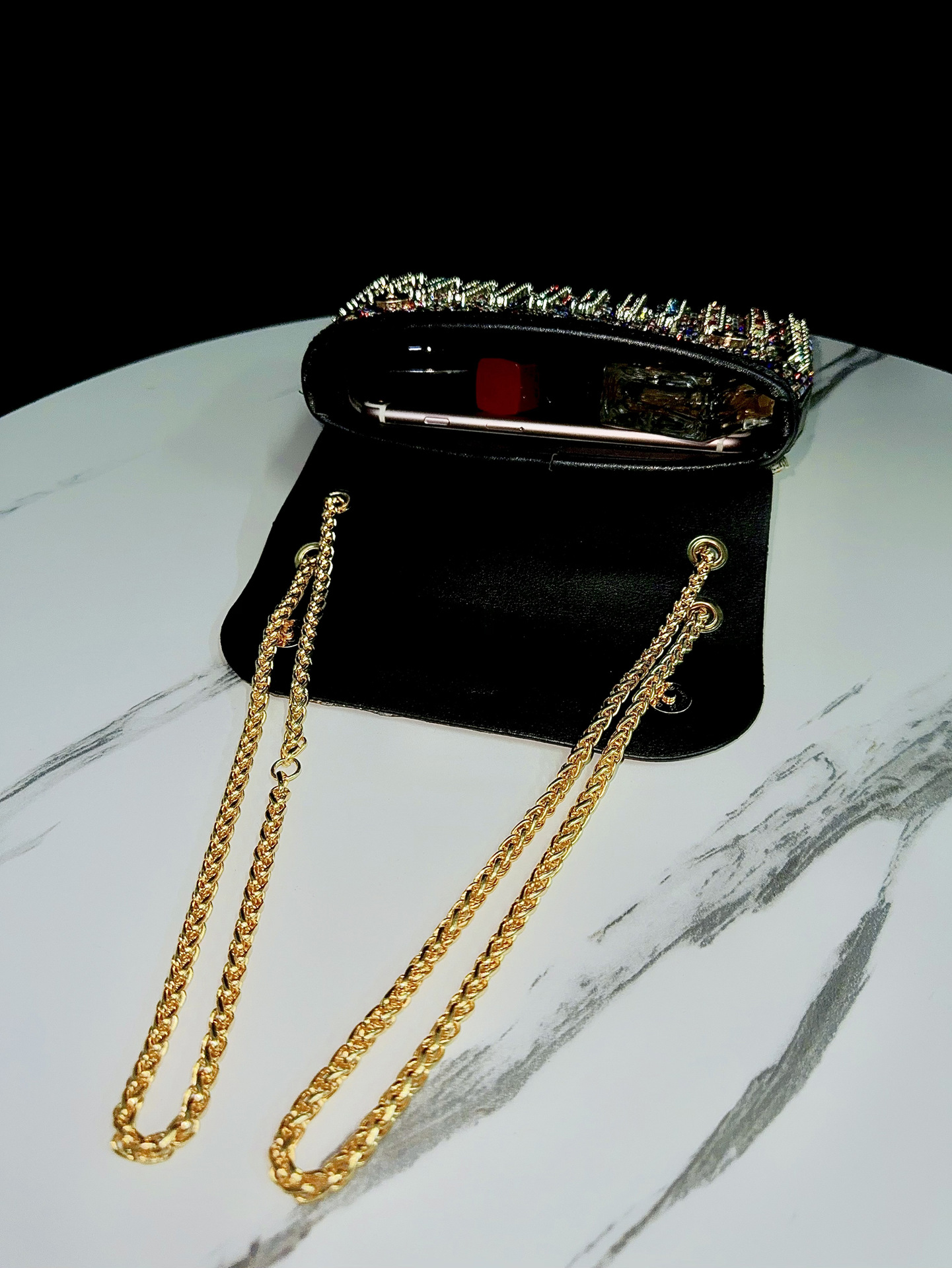 Women Handbag Crysta Daimond Shoulder Bag Black Silver Ladies Crossbody Bag Clutch Purse Evening Banquet Bag