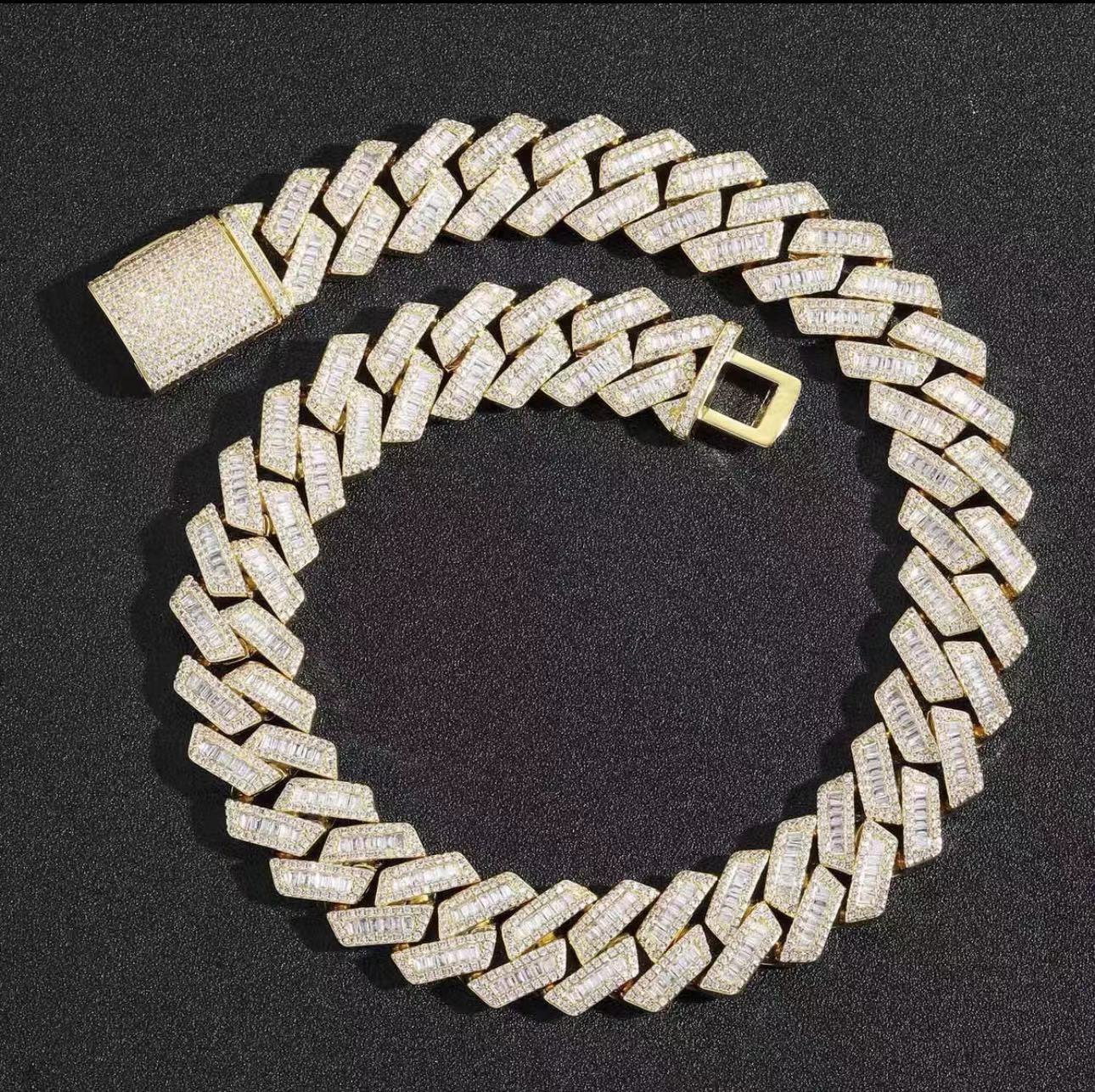 necklace moissanite chain Selling T square 925 silver inset Moissanite hip hop Cuban chain Mai Ah secret chain simulation drill collar