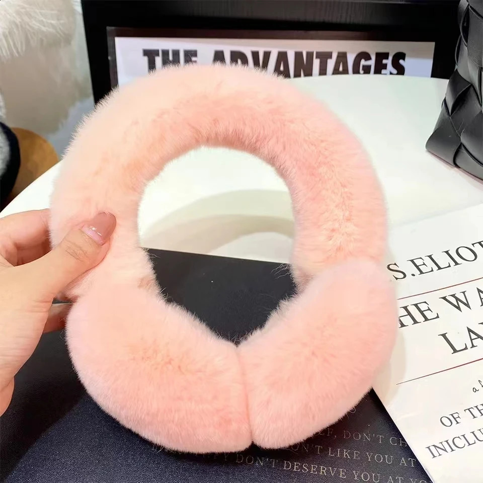 MPPM Natural 100% Rex Rabbit Fur Earmuffs Winter Accessories for Women Winter Ear Muffs Fluffy Earmuffs Ear Cover for Winter 241024