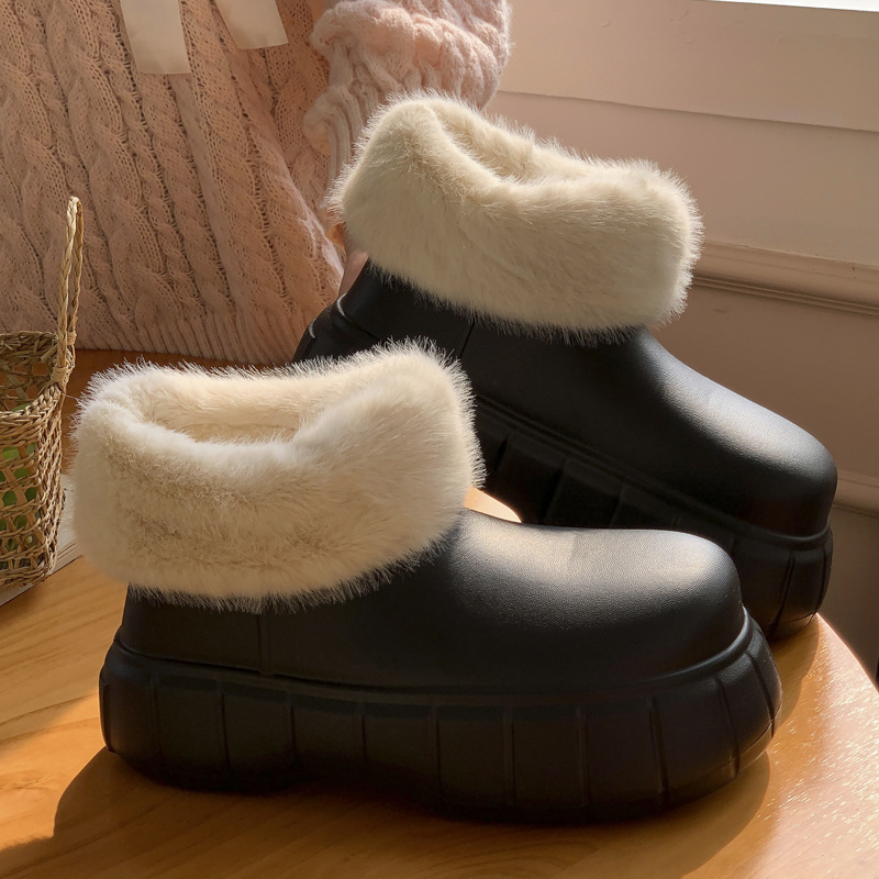 2024 free shipping new designer warm indoor home versatile boots women thick heels winter snow martin rain boots fur furry thick soled winter boots