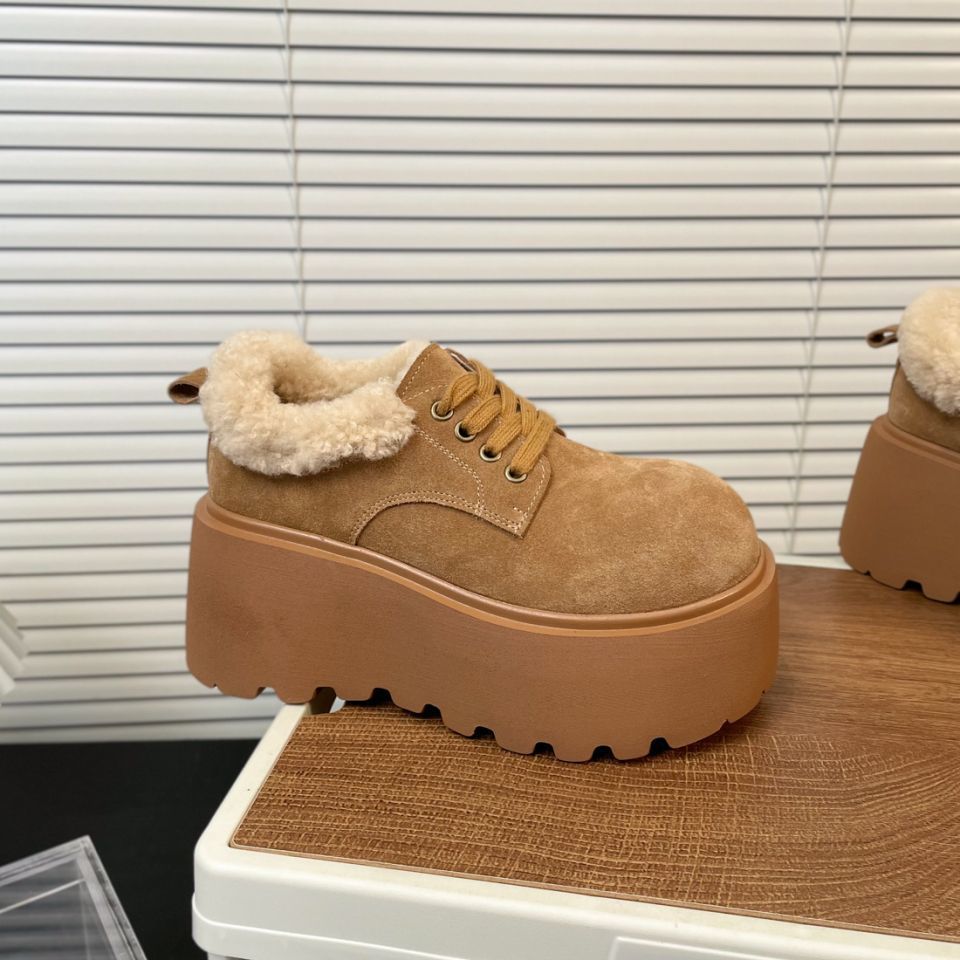 Frosted Lamb Wool Autumn Winter New Thick Soled Height Increasing Cotton Shoes