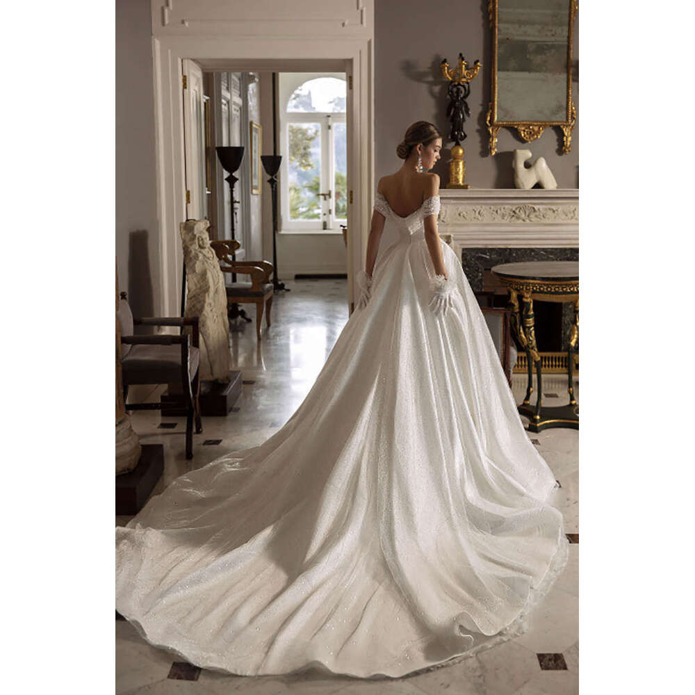 Illusion Wedding Dress A-E Strapless Off The Shoulder Appliques Sequins Sleeveless Bride Vestido De Noiva Custom Made 0228Lz