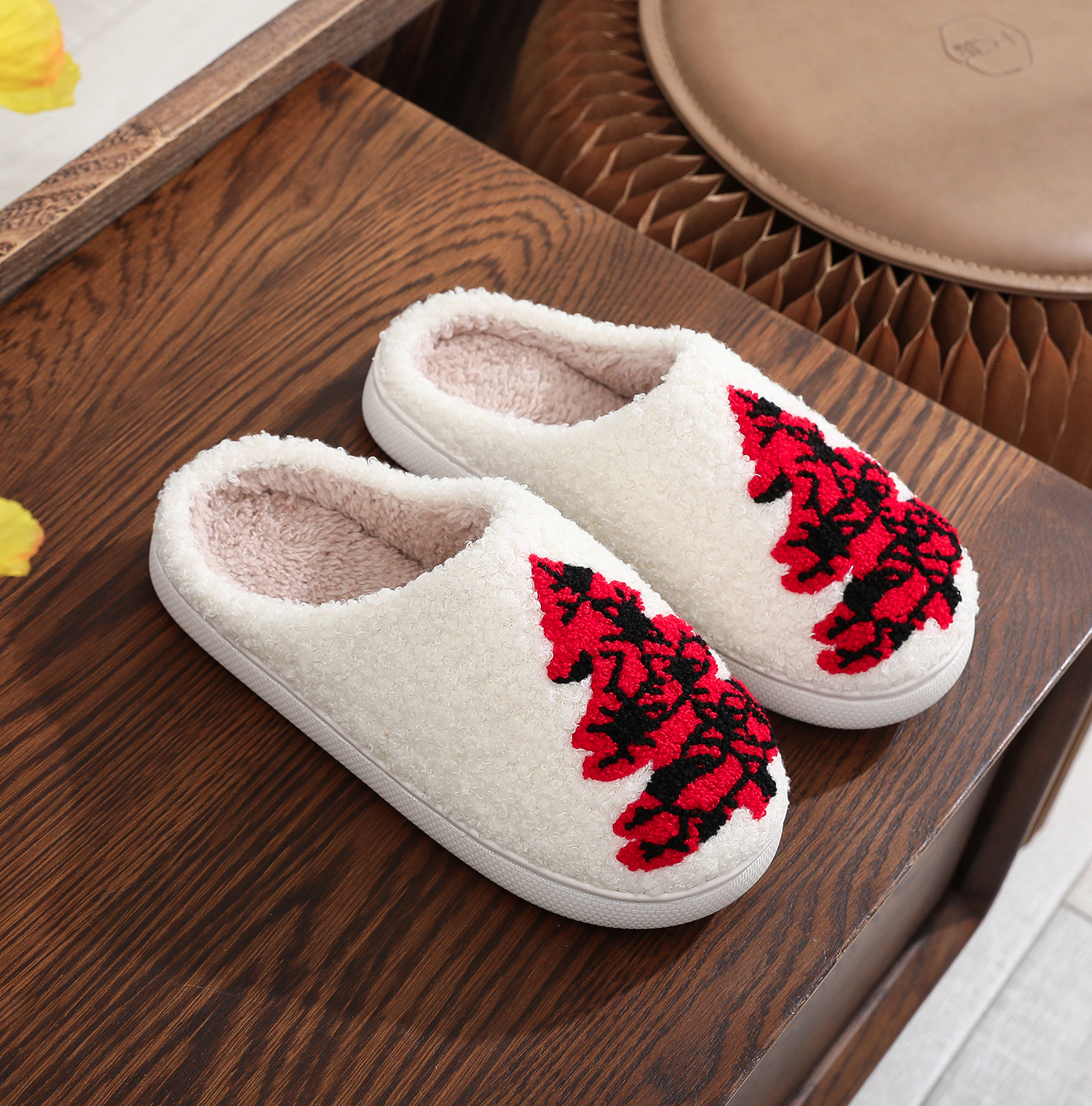 2024 New Christmas Tree Cotton Slippers for Winter Warmth Couples, Soft soled Shoes, Thick Anti slip 2 Pieces