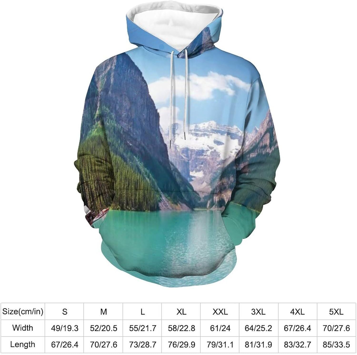 Hoodie for Mens Womens Mens Unisex Novelty Hoodies Mountain and Lake Panorama Banff National Park Alberta Canada Fashion Hip Hop