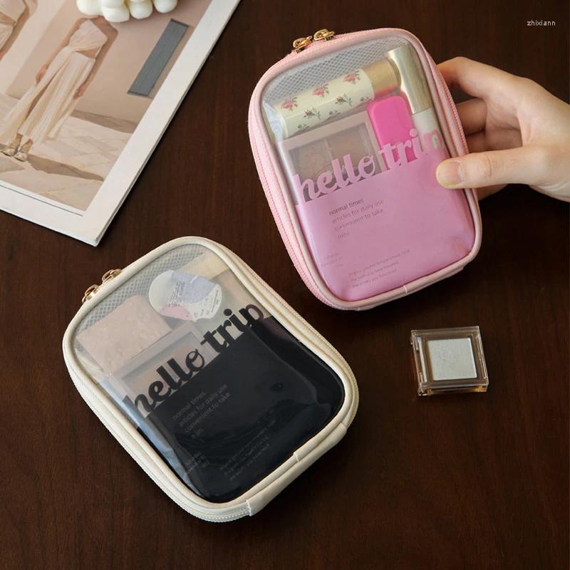 Free Shipping Cosmetic Bags Mini Clear Travel Makeup Organizer Bag Small Cute Preppy Zipper Toiletry Storage Clutch Coin Pouch Designer Bag Luxury Bag