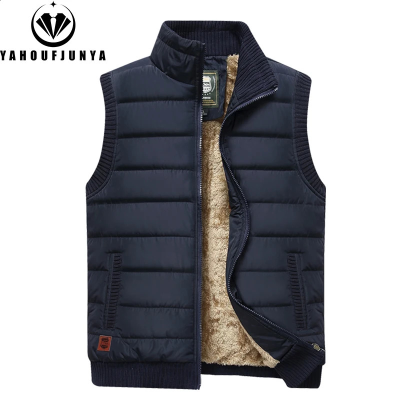 Men Winter Sleeveless Casual Warm Stand Collar Vest Autumn Solid Color Outdoors Windproof Fashion Style Male Coat 241021