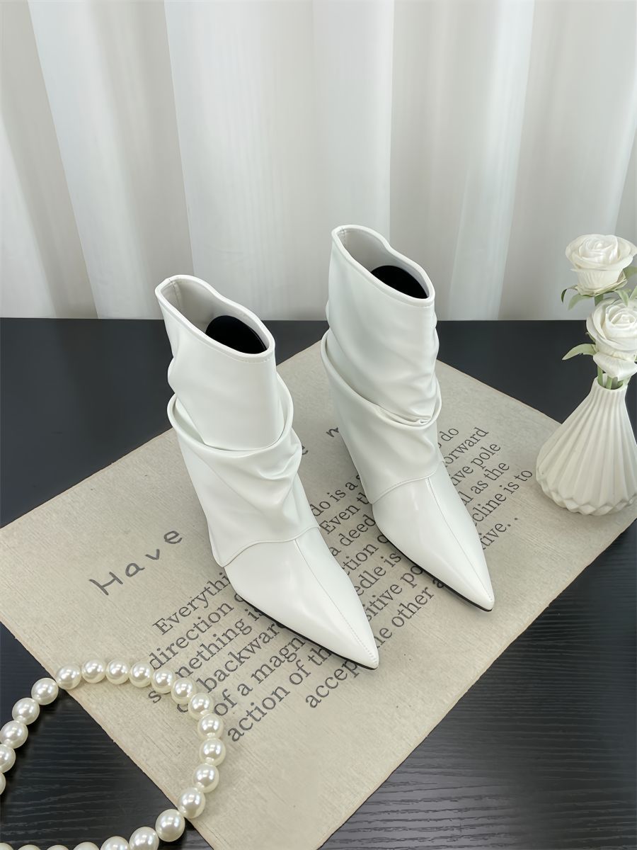 New European and American Niche Design Pointed High-heeled Wrinkled Boots