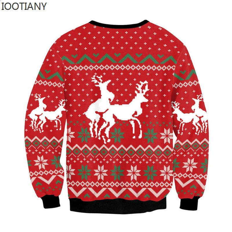 Men women ugly Christmas hoodies fun hump reindeer climate sticky Christmas fleas couple holiday parties Christmas sweaters 241021