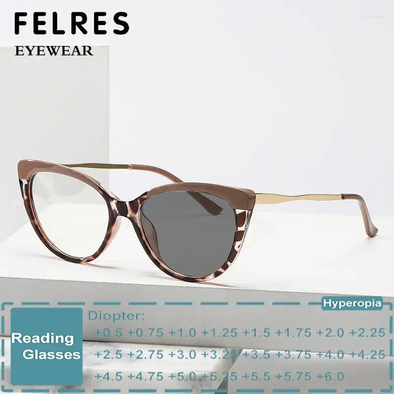 Sunglasses TR90 Cat Eye Pochromic Reading Glasses Women Prescription Fashion Presbyopia Readers Outdoor